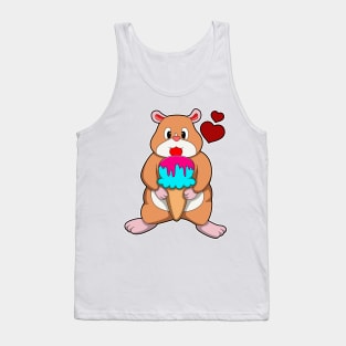 Hamster with Waffle Ice Cream & Hearts Tank Top